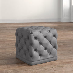 Gray 18'' Wide Velvet Tufted Square Cube Ottoman Weight Capacity: 300 lb.
