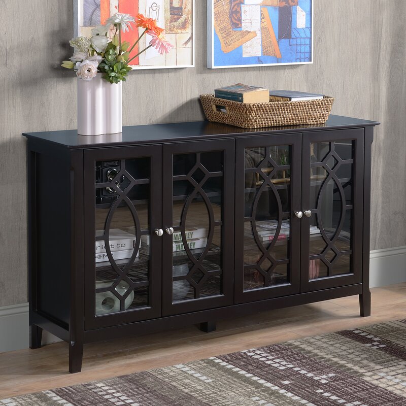 Black 54'' Wide Sideboard Creating A Stylish Storage Modern Sideboard Fits Nicely with Any Decor and Can Be Used in the Kitchen