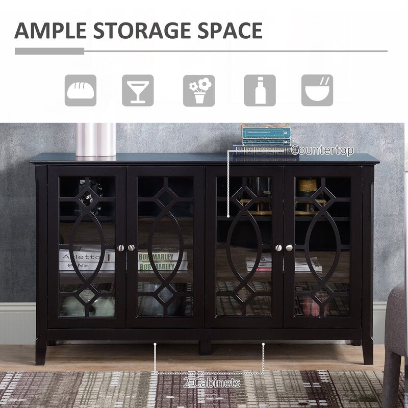 Black 54'' Wide Sideboard Creating A Stylish Storage Modern Sideboard Fits Nicely with Any Decor and Can Be Used in the Kitchen