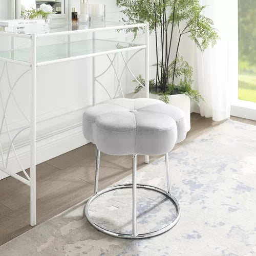 Grey Bonview 17.25 Tall Metal Vanity Stool Brings Whimsical and
