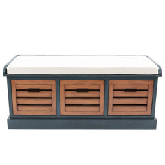 Antique Navy/Honeynut Bookout Drawer Storage Bench