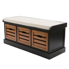 Satin Black/Honeynut Bookout Drawer Storage Bench