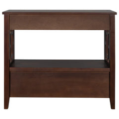 Espresso Borquez 36.02'' Console Table Crafted of Solid Pine Wood and MDF