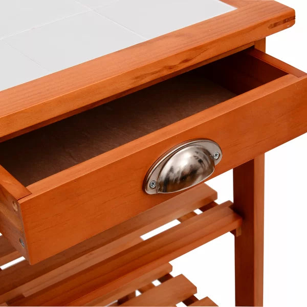 Honey Pine Finish Bottomley 29.1'' Wide Solid Wood Rolling Kitchen Island