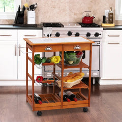 Honey Pine Finish Bottomley 29.1'' Wide Solid Wood Rolling Kitchen Island