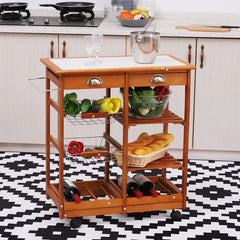 Honey Pine Finish Bottomley 29.1'' Wide Solid Wood Rolling Kitchen Island