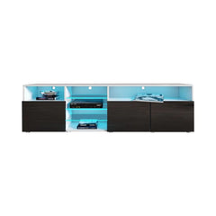 White/Black Boutte TV Stand for TVs up to 88" Adjustable Shelves Built-in Lighting