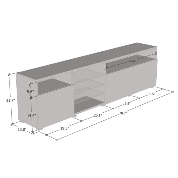 White/Black Boutte TV Stand for TVs up to 88" Adjustable Shelves Built-in Lighting