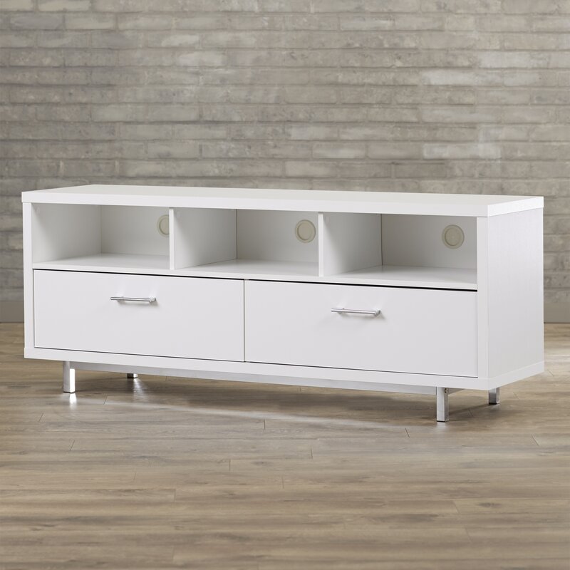 White Bowdon TV Stand for TVs up to 65" Modern or Contemporary Aesthetics