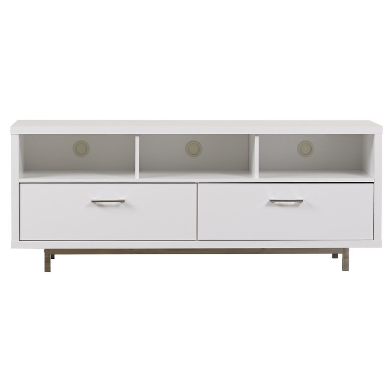 White Bowdon TV Stand for TVs up to 65" Modern or Contemporary Aesthetics