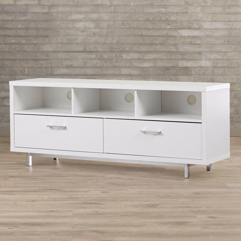White Bowdon TV Stand for TVs up to 65" Modern or Contemporary Aesthetics