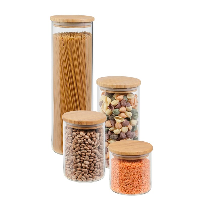 4 Piece Storage Jar Set Stylish Element to your Kitchen with This Sleek Look