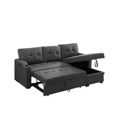Dark Gray Braatz 82.5" Wide Reversible Sofa & Chaise Made of Engineered Wood