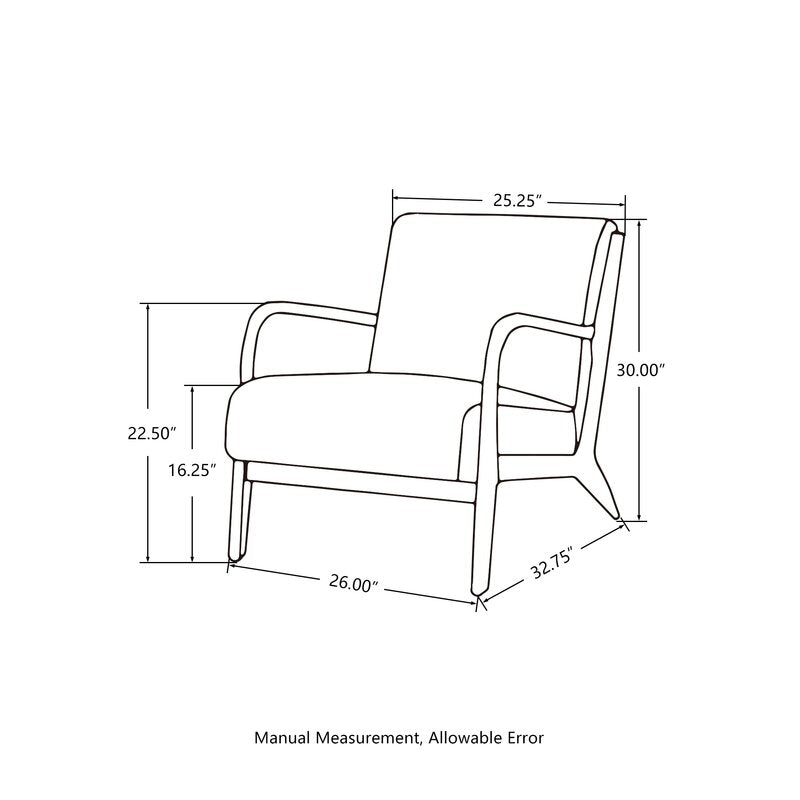 Bradley 26'' Wide Armchair Made of a Solid Rubberwood Frame