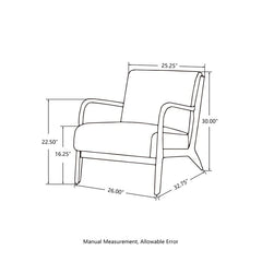 Bradley 26'' Wide Armchair Made of a Solid Rubberwood Frame