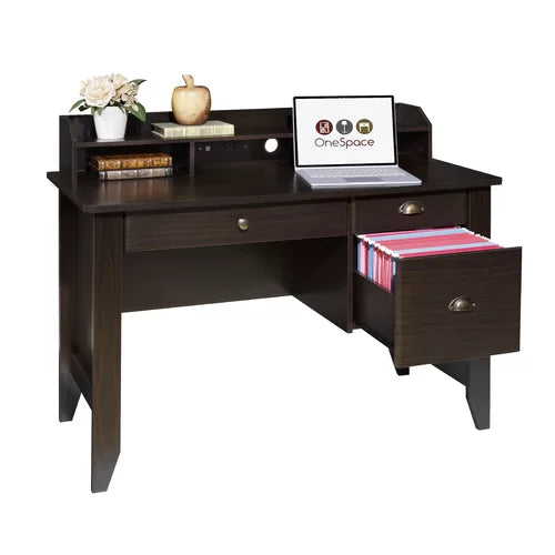 Espresso Braesen Executive Desk with Hutch Crafted from Manufactured Wood