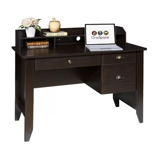 Espresso Braesen Executive Desk with Hutch Crafted from Manufactured Wood