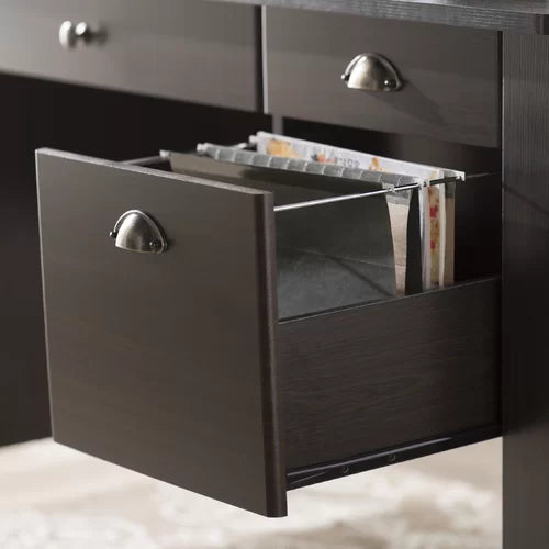 Espresso Braesen Executive Desk with Hutch Crafted from Manufactured Wood