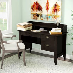 Espresso Braesen Executive Desk with Hutch Crafted from Manufactured Wood