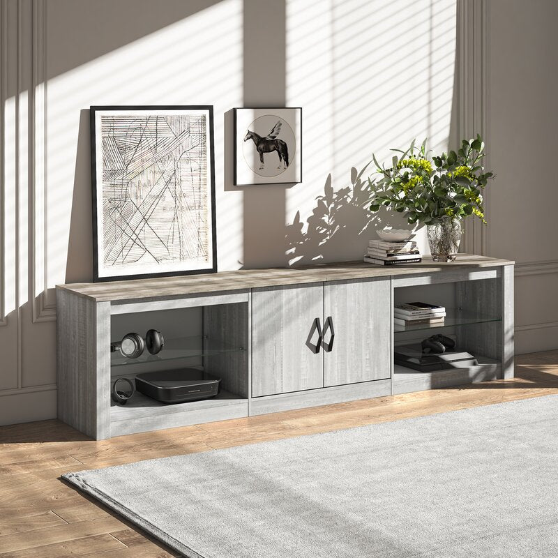 White Wash Brandenburg TV Stand for TVs up to 75" Crafted from Engineered Wood
