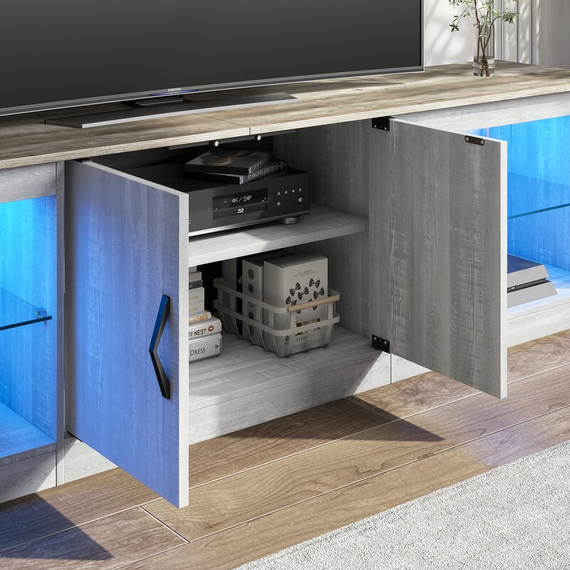 White Wash Brandenburg TV Stand for TVs up to 75" Crafted from Engineered Wood