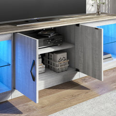 White Wash Brandenburg TV Stand for TVs up to 75" Crafted from Engineered Wood