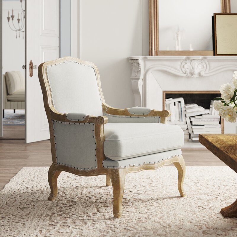 Bransford 29'' Wide Armchair Gray Wood finish for Antique Appeal