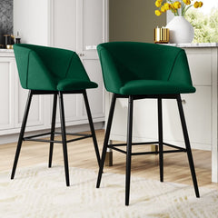Counter & Bar Stool Set of 2 Clean Lines and Velvet Upholstery