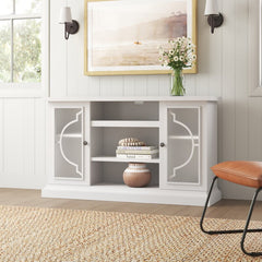 White Braydon TV Stand for TVs up to 60" Engineered Wood and Showcases
