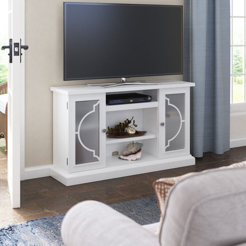 White Braydon TV Stand for TVs up to 60" Engineered Wood and Showcases