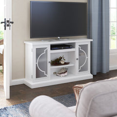 White Braydon TV Stand for TVs up to 60" Engineered Wood and Showcases
