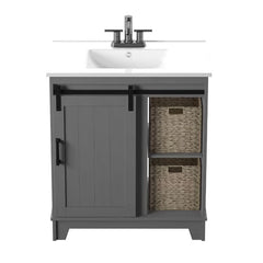 Braylen Sliding Barn Door 36" Single Bathroom Vanity Set Design [ Fully Assembled ]