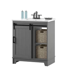 Braylen Sliding Barn Door 36" Single Bathroom Vanity Set Design [ Fully Assembled ]