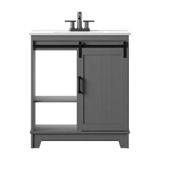 Braylen Sliding Barn Door 36" Single Bathroom Vanity Set Design [ Fully Assembled ]