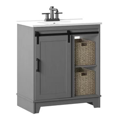 Braylen Sliding Barn Door 36" Single Bathroom Vanity Set Design [ Fully Assembled ]