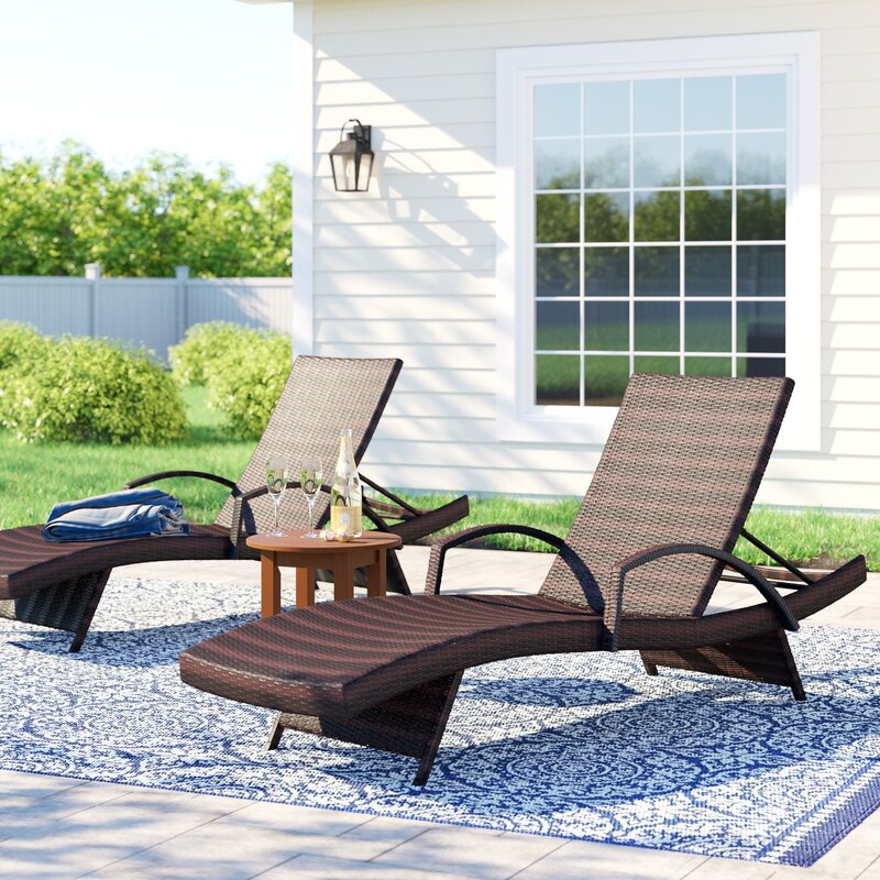 Multi Brown Breton 79.25'' Long Reclining Chaise Lounge Set of 2