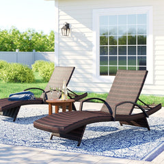 Multi Brown Breton 79.25'' Long Reclining Chaise Lounge Set of 2