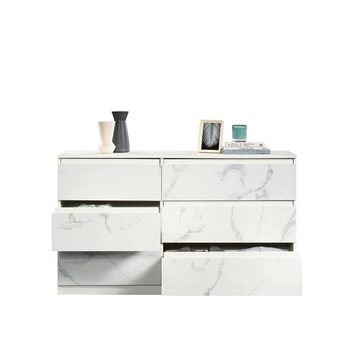 White Brevyn 6 Drawer 55.16'' W Style and Storage All In One