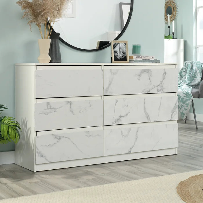 White Brevyn 6 Drawer 55.16'' W Style and Storage All In One