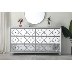 Silver Brewster 6 Drawer 64'' W Solid Wood Double Dresser Lattice-Style Perfect Organize