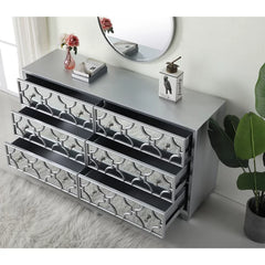 Silver Brewster 6 Drawer 64'' W Solid Wood Double Dresser Lattice-Style Perfect Organize