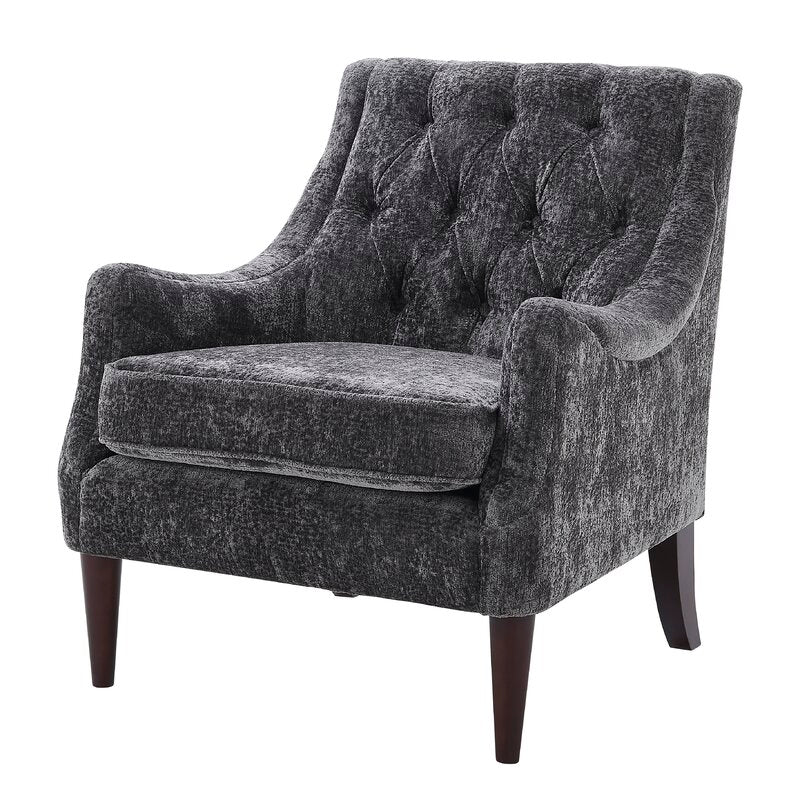 30'' Wide Tufted Armchair Solid and Engineered Wood Frame is Wrapped in Velvet Upholstery