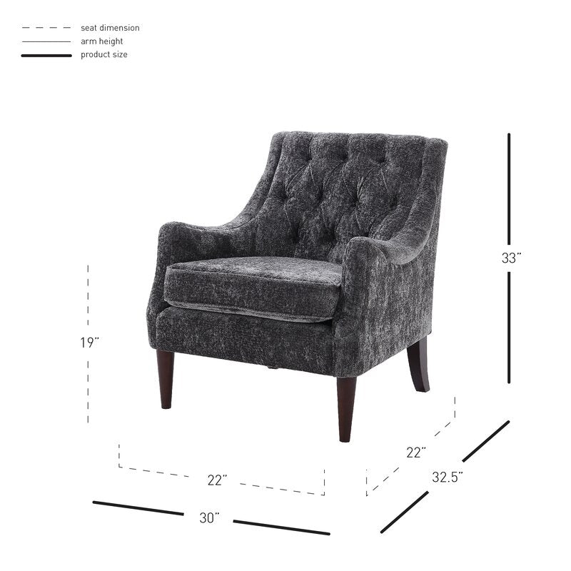 30'' Wide Tufted Armchair Solid and Engineered Wood Frame is Wrapped in Velvet Upholstery