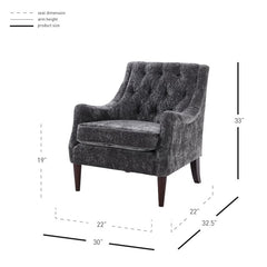 30'' Wide Tufted Armchair Solid and Engineered Wood Frame is Wrapped in Velvet Upholstery