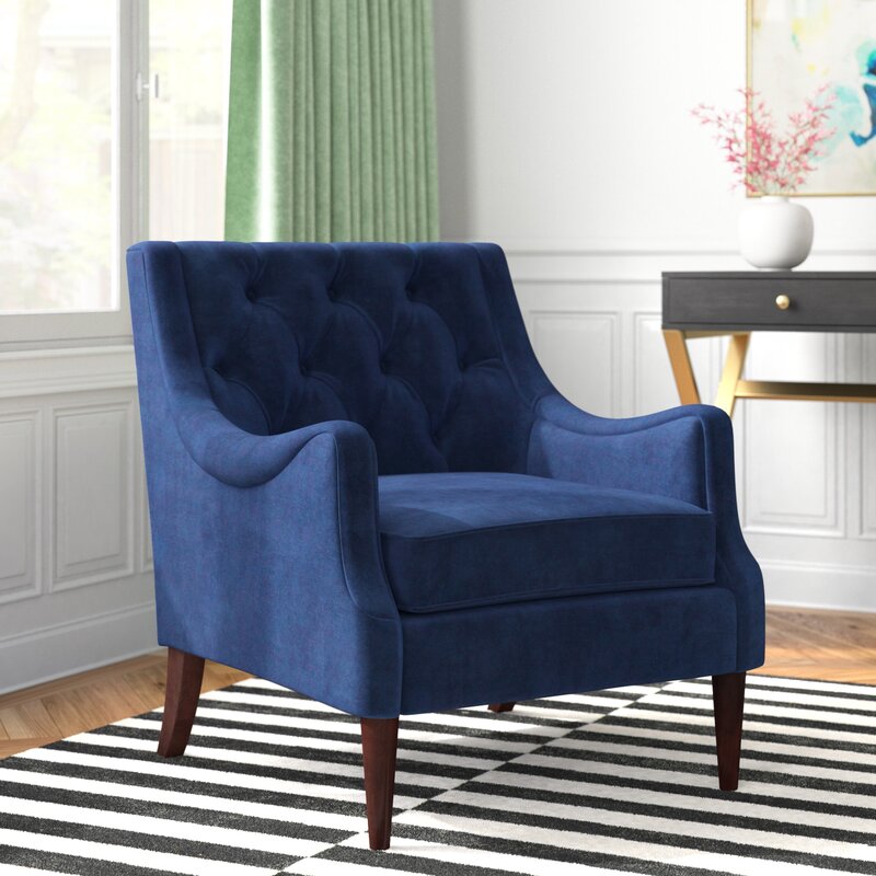 30'' Wide Tufted Armchair Distinctive Silhouette Recessed Arms a Button Tufted Back