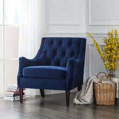 30'' Wide Tufted Armchair Distinctive Silhouette Recessed Arms a Button Tufted Back