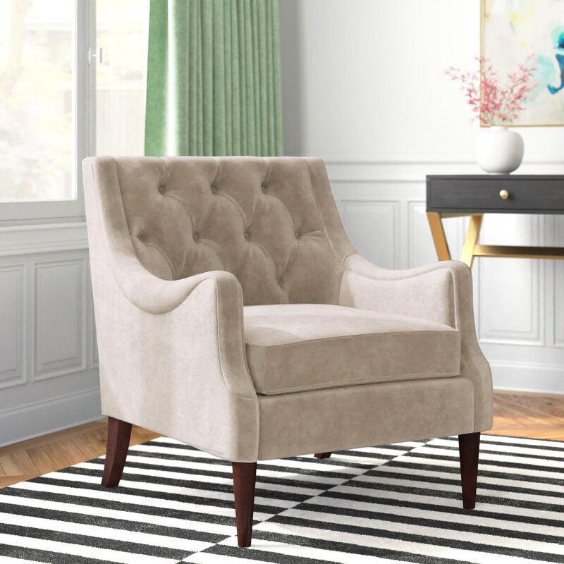 30'' Wide Tufted Armchair Solid and Engineered Wood Frame is Wrapped in Velvet Upholstery