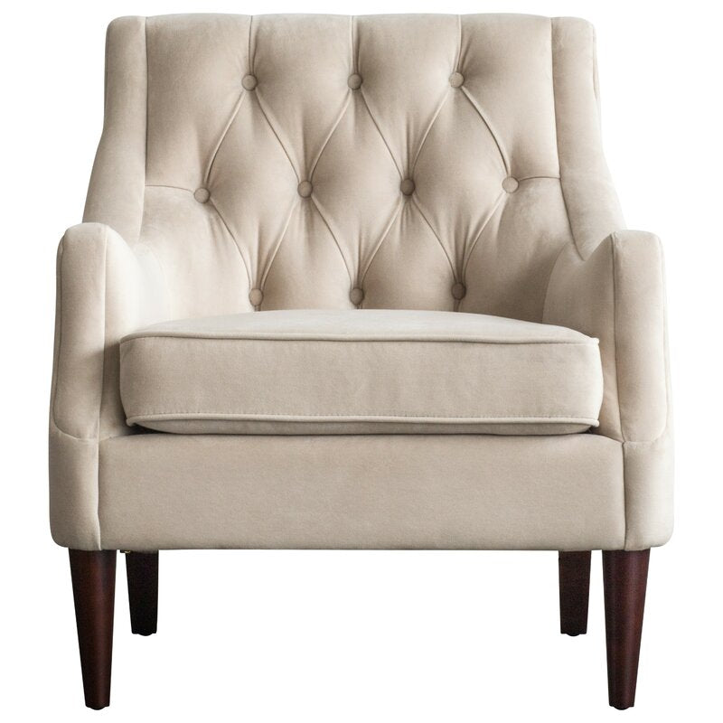30'' Wide Tufted Armchair Solid and Engineered Wood Frame is Wrapped in Velvet Upholstery