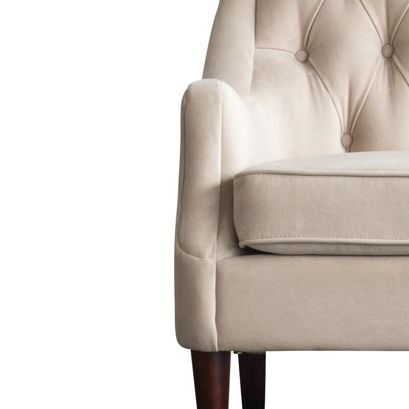 30'' Wide Tufted Armchair Solid and Engineered Wood Frame is Wrapped in Velvet Upholstery