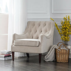 30'' Wide Tufted Armchair Solid and Engineered Wood Frame is Wrapped in Velvet Upholstery